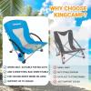imageKingCamp Folding Beach Chair High Back Lightweight Portable Backpack Chair with Headrest Cup Holder for Camping Outdoor Sand Concert Lawn Festival Sports CyanBluelow Back2 Pack