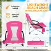 imageKingCamp Folding Beach Chair High Back Lightweight Portable Backpack Chair with Headrest Cup Holder for Camping Outdoor Sand Concert Lawn Festival Sports CyanDarkroselow Back2 Pack