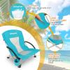 imageKingCamp Folding Beach Chair High Back Lightweight Portable Backpack Chair with Headrest Cup Holder for Camping Outdoor Sand Concert Lawn Festival Sports CyanCyanlow Back
