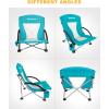 imageKingCamp Folding Beach Chair High Back Lightweight Portable Backpack Chair with Headrest Cup Holder for Camping Outdoor Sand Concert Lawn Festival Sports CyanLow Cyan 1