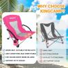 imageKingCamp Folding Beach Chair High Back Lightweight Portable Backpack Chair with Headrest Cup Holder for Camping Outdoor Sand Concert Lawn Festival Sports CyanDarkroselow Back2 Pack