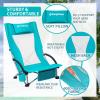imageKingCamp Folding Beach Chair High Back Lightweight Portable Backpack Chair with Headrest Cup Holder for Camping Outdoor Sand Concert Lawn Festival Sports CyanCyanhigh Back2 Pack