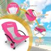 imageKingCamp Folding Beach Chair High Back Lightweight Portable Backpack Chair with Headrest Cup Holder for Camping Outdoor Sand Concert Lawn Festival Sports CyanDarkroselow Back2 Pack