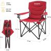 imageKingCamp Folding Camping Chair Oversized Portable Lawn Chair Padded Quad Chair with Cup Holder and Carry Bag Heavy Duty Supports 300lbs for Outdoor Fishing Picnic Sports Red