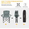 imageKingCamp Folding Camping Chair Oversized Portable Lawn Chair Padded Quad Chair with Cup Holder and Carry Bag Heavy Duty Supports 300lbs for Outdoor Fishing Picnic Sports Grey