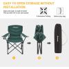 imageKingCamp Folding Camping Chair Oversized Portable Lawn Chair Padded Quad Chair with Cup Holder and Carry Bag Heavy Duty Supports 300lbs for Outdoor Fishing Picnic Sports Green