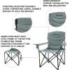 imageKingCamp Folding Camping Chair Oversized Portable Lawn Chair Padded Quad Chair with Cup Holder and Carry Bag Heavy Duty Supports 300lbs for Outdoor Fishing Picnic Sports Grey