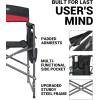 imageKingCamp Heavy Duty Camping Director Chair for Adults Folding Oversized Outdoor Lawn Foldable with Side Table and Pockets Padded Seat Supports 400lbs 1 Pack BlackRedRed  Black