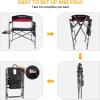imageKingCamp Heavy Duty Camping Director Chair for Adults Folding Oversized Outdoor Lawn Foldable with Side Table and Pockets Padded Seat Supports 400lbs 1 Pack BlackRedRed  Black