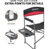 imageKingCamp Heavy Duty Camping Director Chair for Adults Folding Oversized Outdoor Lawn Foldable with Side Table and Pockets Padded Seat Supports 400lbs 1 Pack BlackRedRed  Black