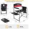imageKingCamp Heavy Duty Camping Director Chair for Adults Folding Oversized Outdoor Lawn Foldable with Side Table and Pockets Padded Seat Supports 400lbs 1 Pack BlackRedRed  Black