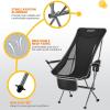 imageKingCamp Lightweight Padded Highback Folding Lounge Chair with Cupholder Side Storage Pocket and Carry Bag for Indoor or Outdoors BlackGrey