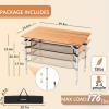 imageKingCamp Lightweight Stable Bamboo Folding Camping Table Bamboo Outdoor Folding Tables Adjustable Height Portable PicnicYellowl