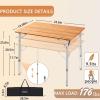 imageKingCamp Lightweight Stable Bamboo Folding Camping Table Bamboo Outdoor Folding Tables Adjustable Height Portable PicnicYellowm