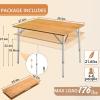 imageKingCamp Lightweight Stable Bamboo Folding Camping Table Bamboo Outdoor Folding Tables Adjustable Height Portable PicnicYellowxl
