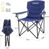 imageKingCamp Outdoor Folding Camping Oversized Portable Padded Quad Chair with Cup Holder and Carry Bag Heavy Duty Supports 300lbs for Fishing Picnic Sports Navy 374quot x 228quot x 389quot