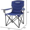 imageKingCamp Outdoor Folding Camping Oversized Portable Padded Quad Chair with Cup Holder and Carry Bag Heavy Duty Supports 300lbs for Fishing Picnic Sports Navy 374quot x 228quot x 389quot