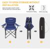 imageKingCamp Outdoor Folding Camping Oversized Portable Padded Quad Chair with Cup Holder and Carry Bag Heavy Duty Supports 300lbs for Fishing Picnic Sports Navy 374quot x 228quot x 389quot
