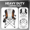 imageKingCamp Oversized Camping Folding Chair with Lumbar Support Heavy Duty Ergonomic Padded Arm Chair with Cooler Bag Cup Holder Portable for OutdoorBlack