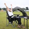 imageKingCamp Oversized Camping Folding Chair with Lumbar Support Heavy Duty Ergonomic Padded Arm Chair with Cooler Bag Cup Holder Portable for OutdoorBlackMediumgrey