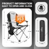 imageKingCamp Oversized Camping Folding Chair with Lumbar Support Heavy Duty Ergonomic Padded Arm Chair with Cooler Bag Cup Holder Portable for OutdoorBlack