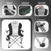 imageKingCamp Oversized Camping Folding Chair with Lumbar Support Heavy Duty Ergonomic Padded Arm Chair with Cooler Bag Cup Holder Portable for OutdoorBlack