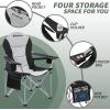 imageKingCamp Oversized Camping Folding Chair with Lumbar Support Heavy Duty Ergonomic Padded Arm Chair with Cooler Bag Cup Holder Portable for OutdoorBlackMediumgrey