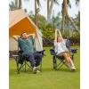 imageKingCamp Oversized Camping Folding Chair with Lumbar Support Heavy Duty Ergonomic Padded Arm Chair with Cooler Bag Cup Holder Portable for OutdoorBlackGrey2 Pack