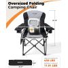imageKingCamp Oversized Camping Folding Chair with Lumbar Support Heavy Duty Ergonomic Padded Arm Chair with Cooler Bag Cup Holder Portable for OutdoorBlackGrey2 Pack