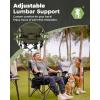 imageKingCamp Oversized Camping Folding Chair with Lumbar Support Heavy Duty Ergonomic Padded Arm Chair with Cooler Bag Cup Holder Portable for OutdoorGreenGrey2 Pack