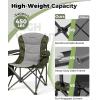 imageKingCamp Oversized Camping Folding Chair with Lumbar Support Heavy Duty Ergonomic Padded Arm Chair with Cooler Bag Cup Holder Portable for OutdoorGreenGrey2 Pack