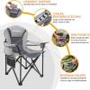 imageKingCamp Oversized Camping Folding Chair with Lumbar Support Heavy Duty Ergonomic Padded Arm Chair with Cooler Bag Cup Holder Portable for OutdoorGrey