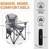 imageKingCamp Oversized Camping Folding Chair with Lumbar Support Heavy Duty Ergonomic Padded Arm Chair with Cooler Bag Cup Holder Portable for OutdoorGrey