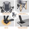 imageKingCamp Oversized Camping Folding Chair with Lumbar Support Heavy Duty Ergonomic Padded Arm Chair with Cooler Bag Cup Holder Portable for OutdoorGrey