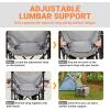 imageKingCamp Oversized Camping Folding Chair with Lumbar Support Heavy Duty Ergonomic Padded Arm Chair with Cooler Bag Cup Holder Portable for OutdoorGrey