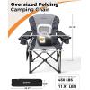 imageKingCamp Oversized Camping Folding Chair with Lumbar Support Heavy Duty Ergonomic Padded Arm Chair with Cooler Bag Cup Holder Portable for OutdoorLightgreyGrey2 Pack