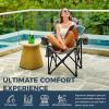 imageKingCamp Oversized Camping Folding Chair with Lumbar Support Heavy Duty Ergonomic Padded Arm Chair with Cooler Bag Cup Holder Portable for OutdoorNavyGrey