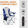 imageKingCamp Oversized Camping Folding Chair with Lumbar Support Heavy Duty Ergonomic Padded Arm Chair with Cooler Bag Cup Holder Portable for OutdoorNavyGrey