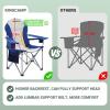 imageKingCamp Oversized Camping Folding Chair with Lumbar Support Heavy Duty Ergonomic Padded Arm Chair with Cooler Bag Cup Holder Portable for OutdoorNavyGrey