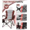 imageKingCamp Oversized Camping Folding Chair with Lumbar Support Heavy Duty Ergonomic Padded Arm Chair with Cooler Bag Cup Holder Portable for OutdoorRedGrey2 Pack