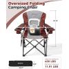 imageKingCamp Oversized Camping Folding Chair with Lumbar Support Heavy Duty Ergonomic Padded Arm Chair with Cooler Bag Cup Holder Portable for OutdoorRedGrey2 Pack