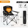imageKingCamp Portable Folding Camping Quad Chair Oversized Fully Cushioned Seat with Side Pocket and Cup Holder for Tailgates Beach Lawn2pack Black