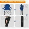 imageKingCamp Portable Folding Camping Quad Chair Oversized Fully Cushioned Seat with Side Pocket and Cup Holder for Tailgates Beach Lawn2pack Blue