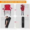imageKingCamp Portable Folding Camping Quad Chair Oversized Fully Cushioned Seat with Side Pocket and Cup Holder for Tailgates Beach Lawn2pack Red