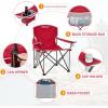 imageKingCamp Portable Folding Camping Quad Chair Oversized Fully Cushioned Seat with Side Pocket and Cup Holder for Tailgates Beach Lawn2pack Red