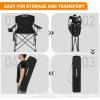imageKingCamp Portable Folding Camping Quad Chair Oversized Fully Cushioned Seat with Side Pocket and Cup Holder for Tailgates Beach LawnBlack
