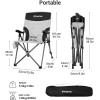 imageKingCamp Portable Folding Camping Quad Chair Oversized Fully Cushioned Seat with Side Pocket and Cup Holder for Tailgates Beach LawnBlackGrey