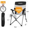 imageKingCamp Portable Folding Camping Quad Chair Oversized Fully Cushioned Seat with Side Pocket and Cup Holder for Tailgates Beach LawnBlackGrey
