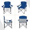 imageKingCamp Portable Folding Camping Quad Chair Oversized Fully Cushioned Seat with Side Pocket and Cup Holder for Tailgates Beach LawnBlue