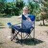 imageKingCamp Portable Folding Camping Quad Chair Oversized Fully Cushioned Seat with Side Pocket and Cup Holder for Tailgates Beach LawnBlue